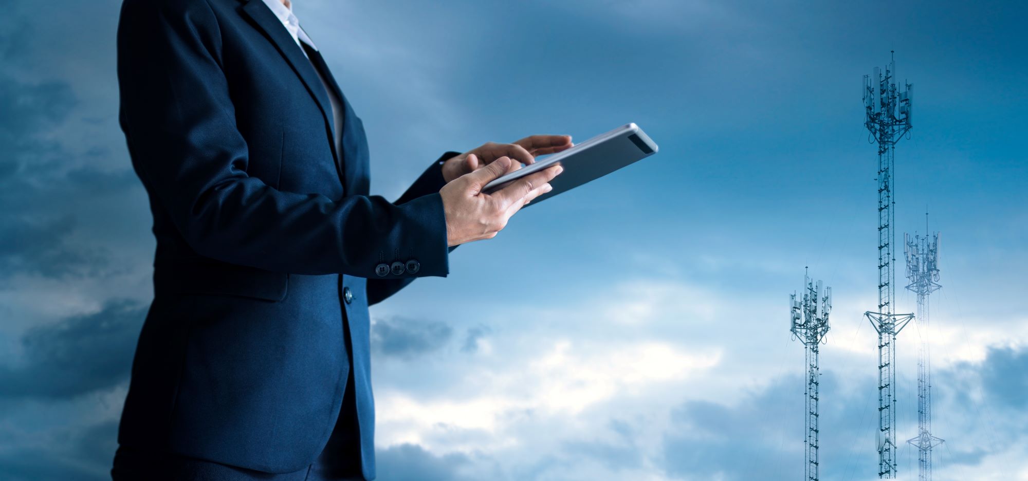 businessman touching tablet business tablet digital