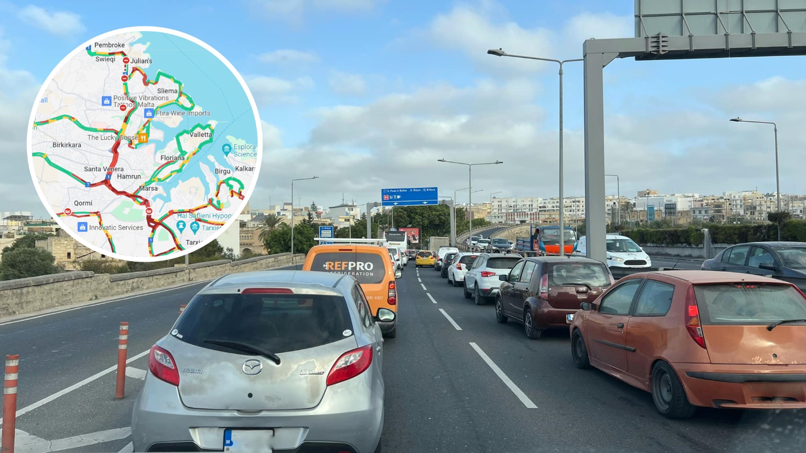 Motorists stuck in standstill traffic due to Swieqi road closure and ...